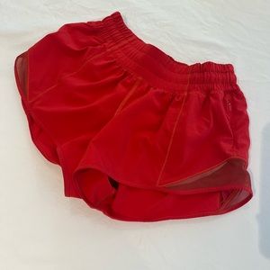 Carnation red lululemon shorts